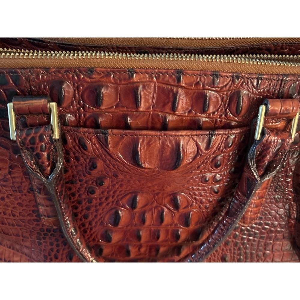 Brahmin Brown Croc-Embossed Leather Satchel with Gold Hardware - Picture 5 of 13